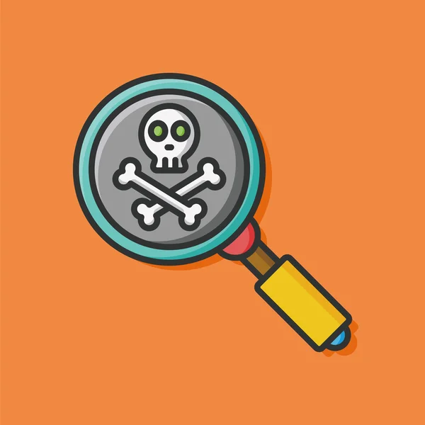 Skull Magnifier flat icon — Stock Vector