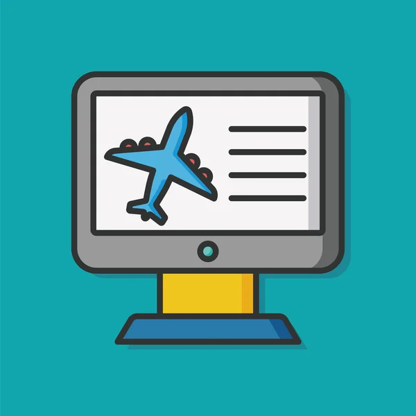 Vliegtuig computer pictogram vector — Stockvector