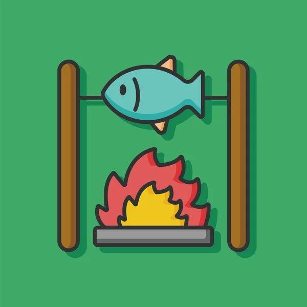 Fritar ícone vetor de peixe — Vetor de Stock