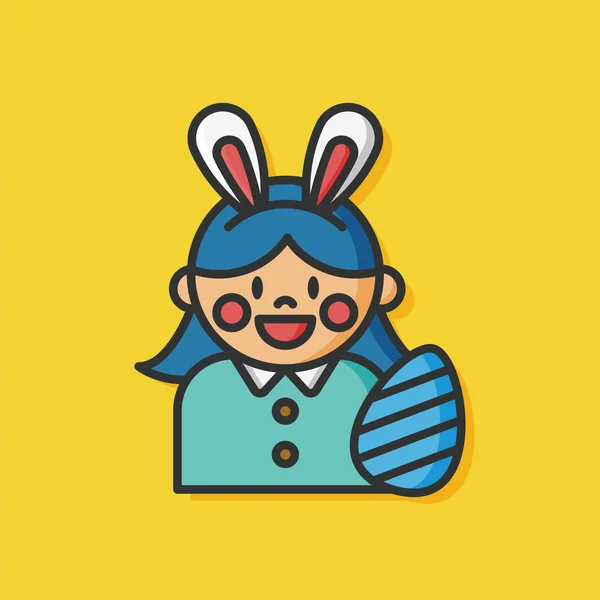 Easter coelho menina vetor ícone — Vetor de Stock