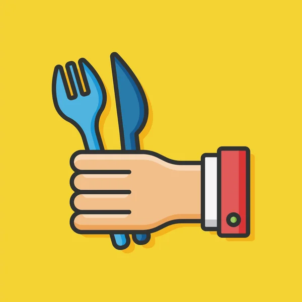 Forquilha de utensílios de mesa e vetor de faca ícone — Vetor de Stock