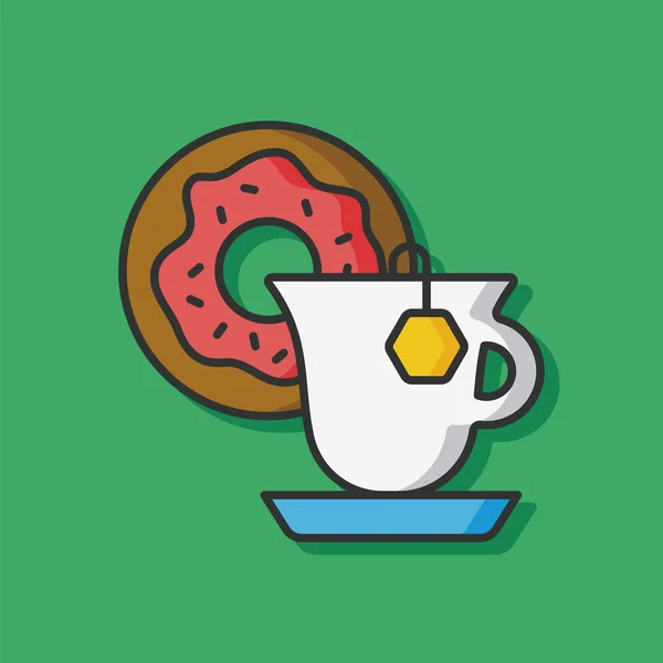 Hete koffie en donut pictogram — Stockvector