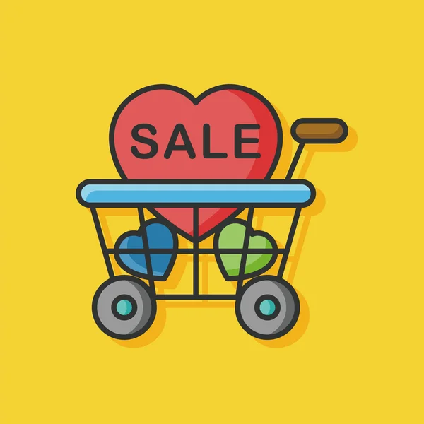 Valentine's sale shopping cart icon — Stock Vector