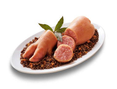 Domuz ayağı Zampone dolması ve mercimek