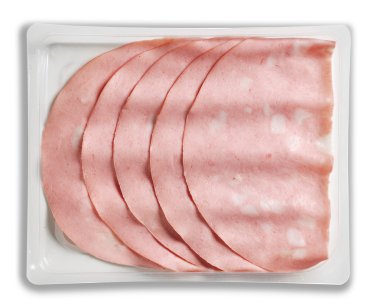 Presliced Mortadella paketlenmiş tepsi 