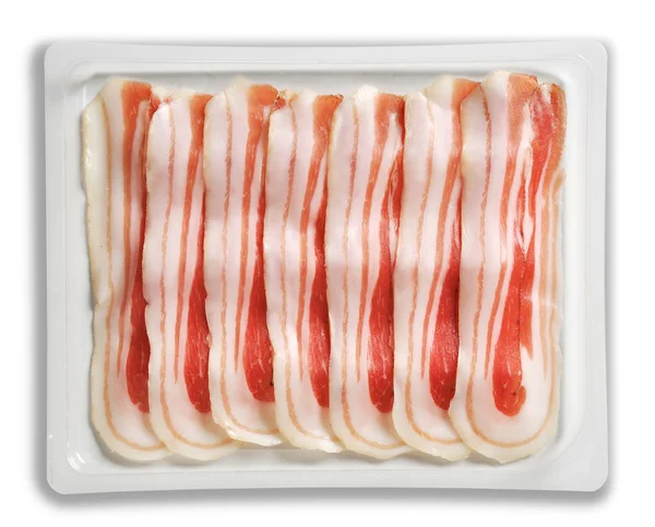 Tray Packaged of Presliced Bacon — Stock Photo, Image