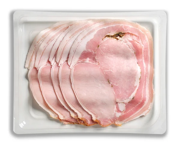 Tablett mit vorgebackenem Schinken porchetta verpackt — Stockfoto