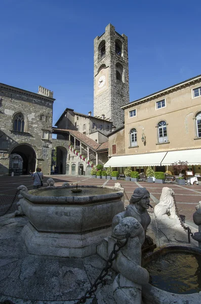 Bergamo Old Square Piazza vecchia — Stock Photo, Image