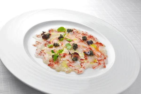 Fish Appetizer Carpaccio of Red Prawns and Caviar 3 — Stock Photo, Image