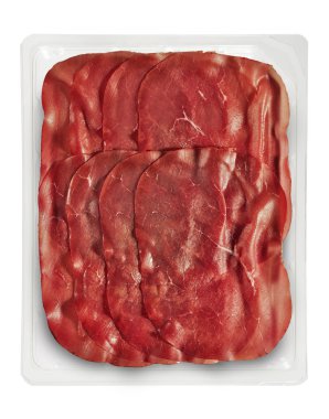 Presliced Bresaola paketlenmiş tepsi