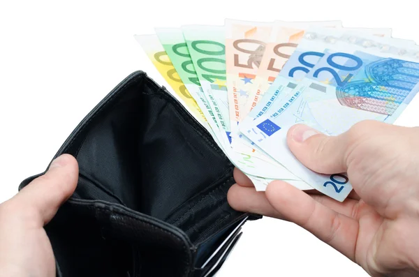 Euro från en handväska — Stockfoto