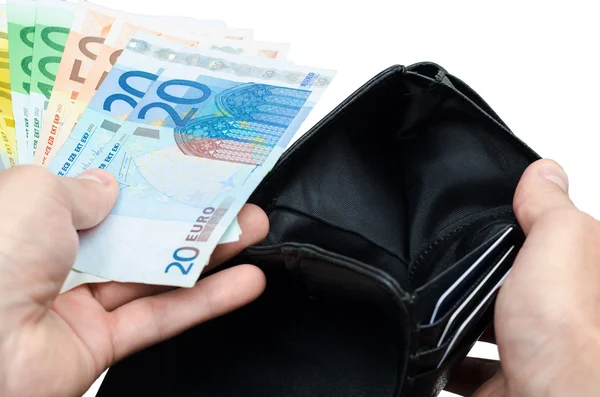 Euro från en handväska — Stockfoto