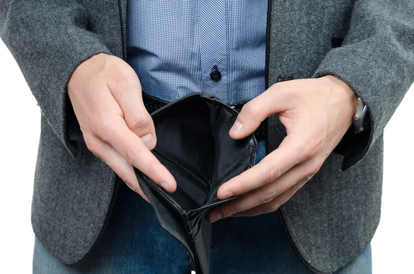 wallet with no money in male hands