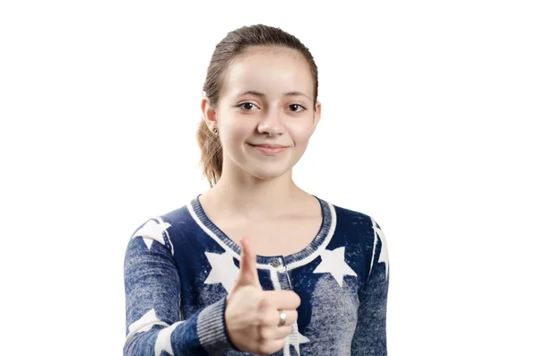 Success teenager thumbs up — Stock Photo, Image