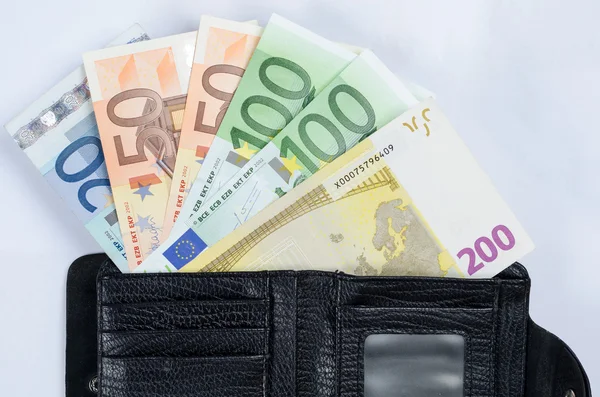 Plånbok med pengar euro — Stockfoto