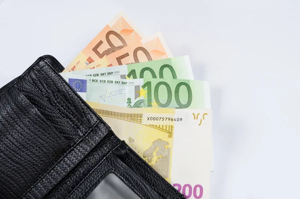 Portefeuille met geld euro — Stockfoto