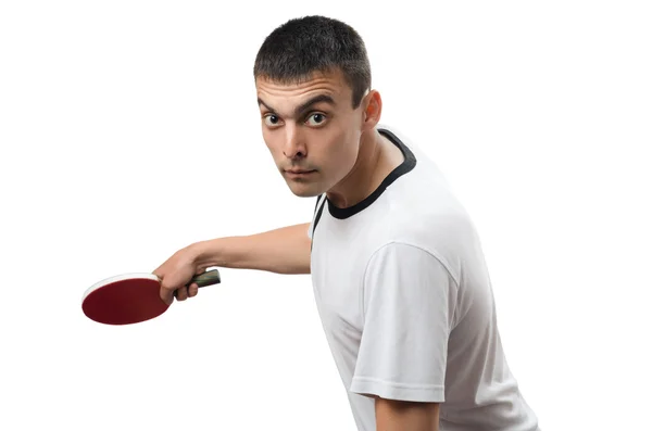 Man with a racket for table tennis — Stock Photo, Image