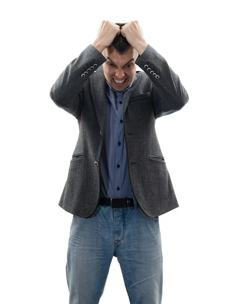 Man grabbed her hands head — Stock Photo, Image