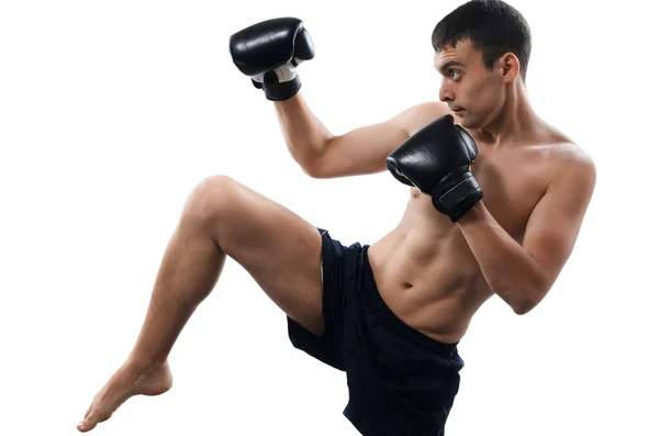 Güçlü genç erkek kick boks şampiyonu — Stok fotoğraf