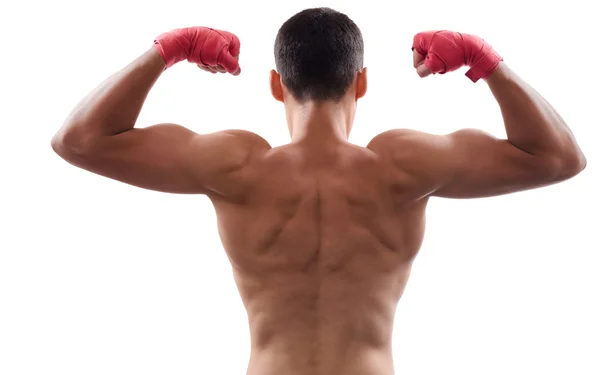 Visão traseira de forte jovem boxeador masculino — Fotografia de Stock