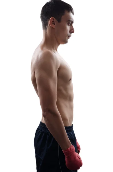 Ver o perfil de forte jovem boxeador masculino — Fotografia de Stock