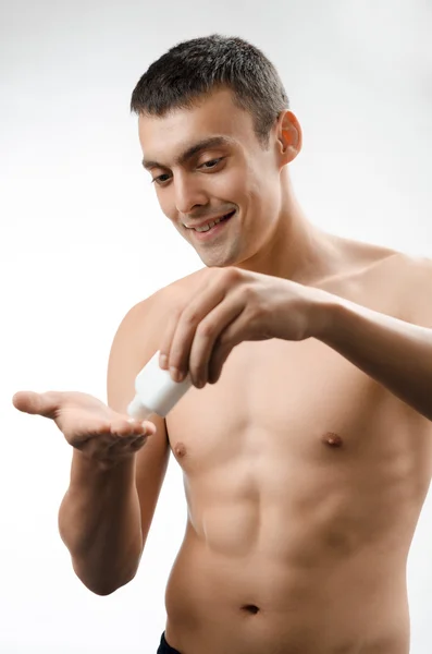 Man plaster skin aftershave — Stock Photo, Image