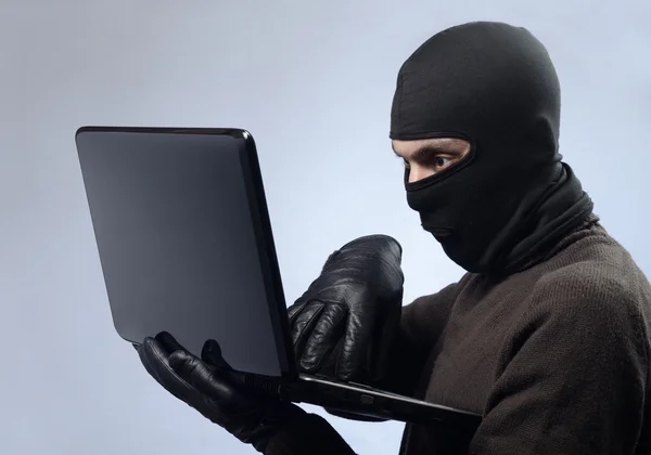 Stealing data from a laptop — Stock Photo, Image