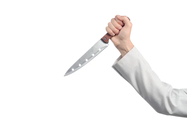 Cuchillo en mano hombre de negocios — Foto de Stock