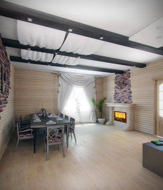 Yaz ev yemek odası, 3d render