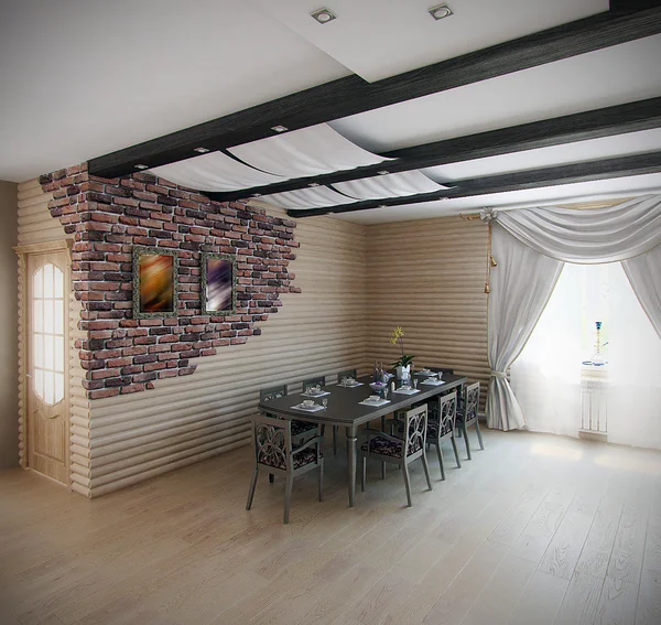 Sommar hus matsal, 3d-rendering — Stockfoto