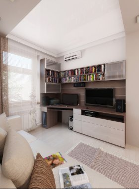 Genç adam yatak odası, 3d render