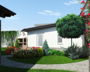 Arka Bahçe Peyzaj ve Bahçe tasarımı, 3d render