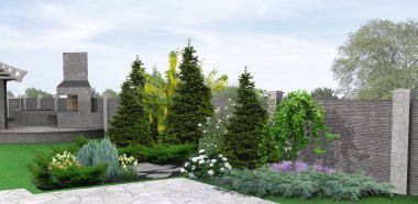 Yeşil, 3d render dikim peyzaj
