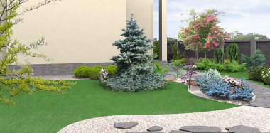 Yeşil, 3d render dikim peyzaj