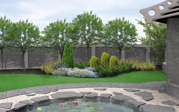 Backyard planting of greenery, 3d rendering — Stock Photo, Image