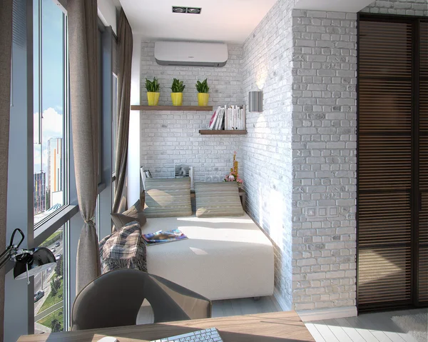 Modern bedroom balcony, 3d rendering — Stock Photo, Image