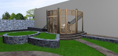 Multi level landscaping, 3d render clipart