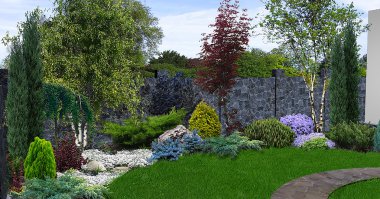 Arka bahçe bahçecilik arka plan, 3d render