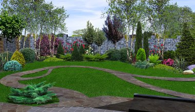 Arka bahçe bahçecilik arka plan, 3d render
