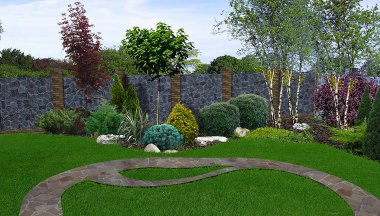 Arka bahçe bahçecilik arka plan, 3d render
