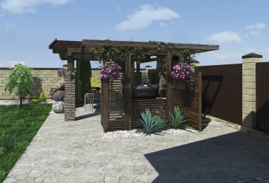 Açık oturma alanı, 3d render