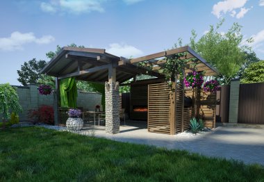 Açık oturma alanı, 3d render