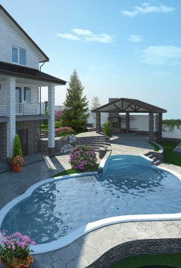 Veranda yaşam alanı düzenleme, 3d render
