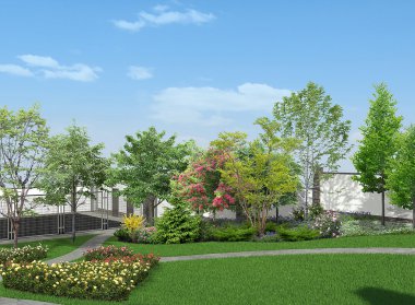 Arka bahçe bahçecilik arka plan, 3d render