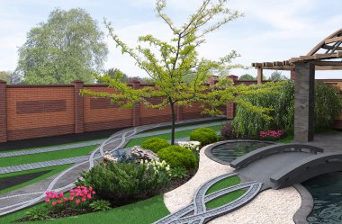 Japon Bahçe, ilham 3d render