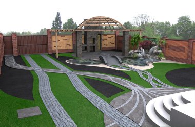 Veranda yaşam alanı düzenleme, 3d render
