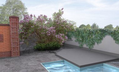 Yan bahçesinde Havuz, 3d render