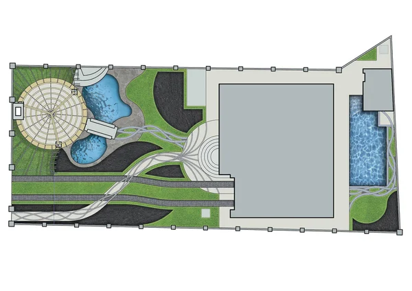 Landschappelijk masterplan, 2d schets — Stockfoto