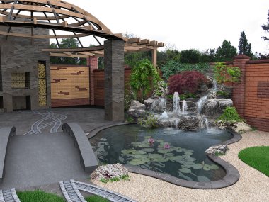 Veranda yaşam alanı düzenleme, 3d render