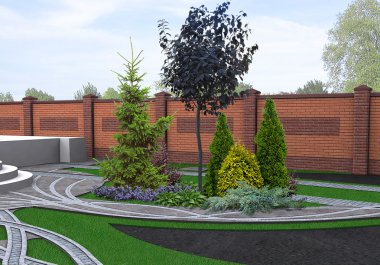 Arka bahçe bahçecilik arka plan, 3d render